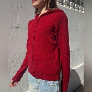Brandy Melville Red Ayla Cable Knit Sweater